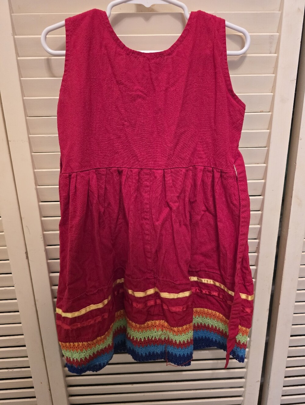 Girls Red Rainbow Ribbon Dress - Picture 4 of 4